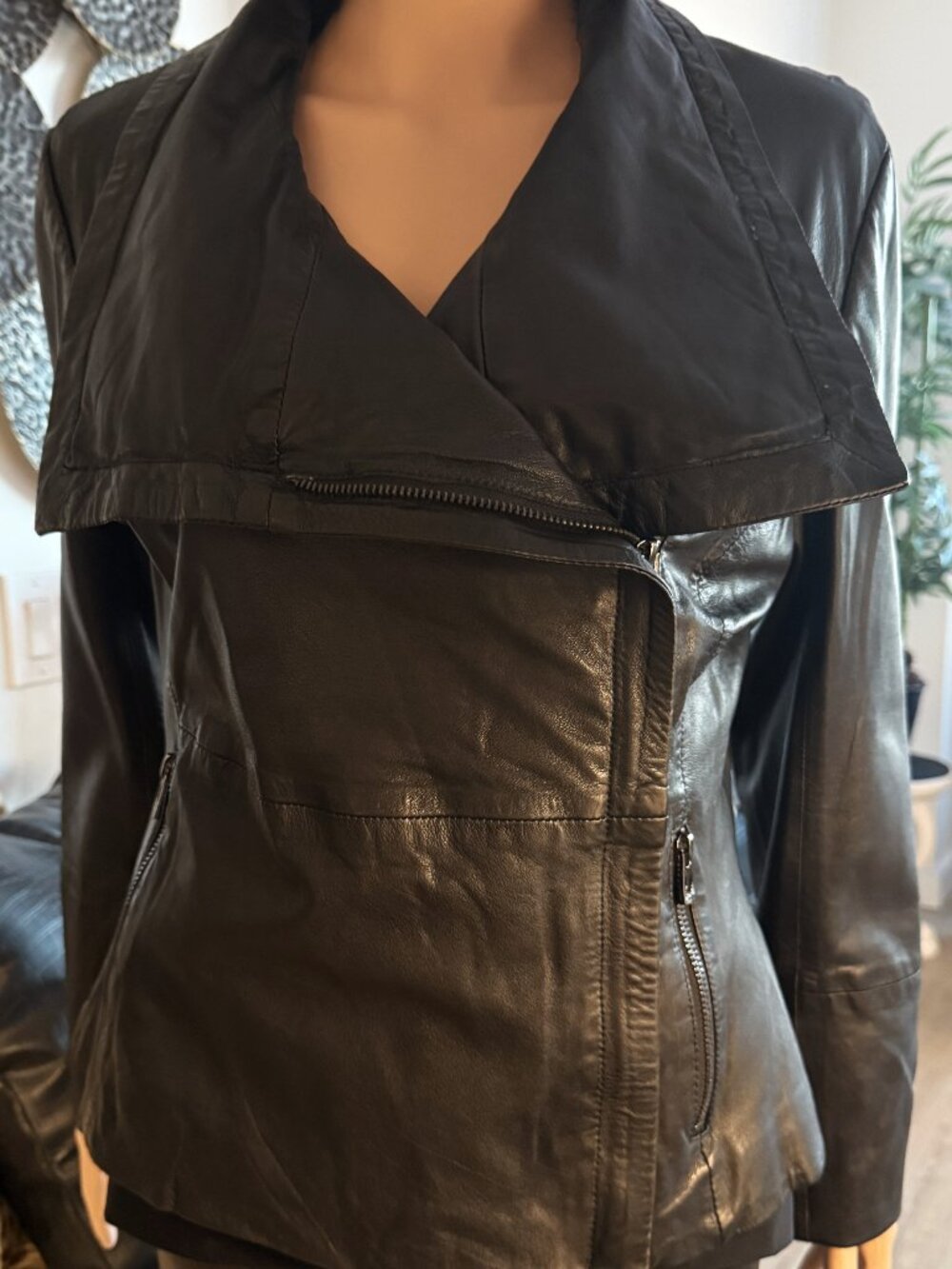 BOD & CHRISTENSEN Rebecca Black Buttery Lambskin Leather Moto Jacket | L | NWOT